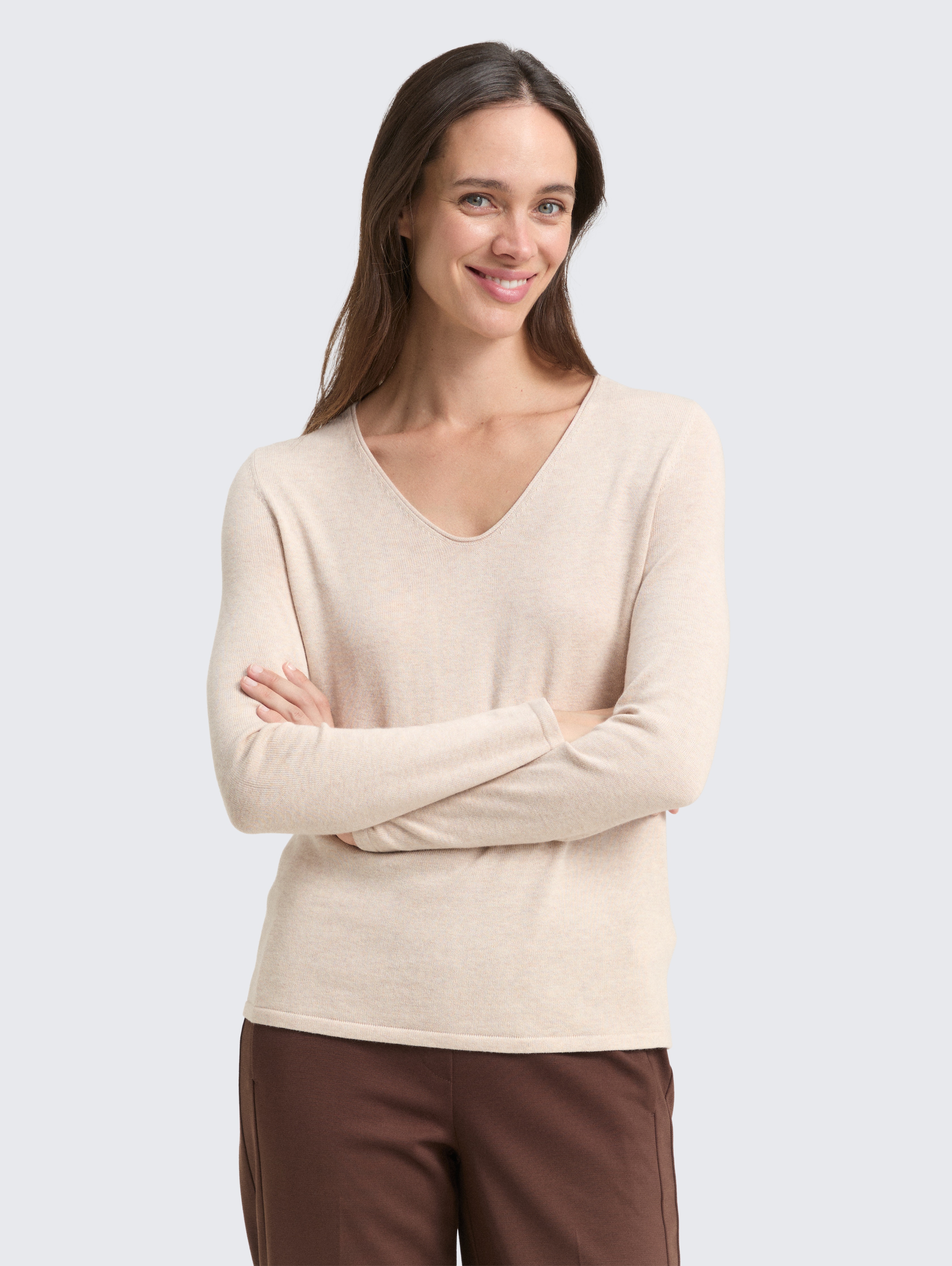  Pleteni pulover z V-izrezom -1012976-20737