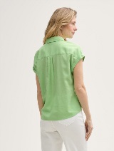 Bluza od mešavine lana - Zelena_7103372