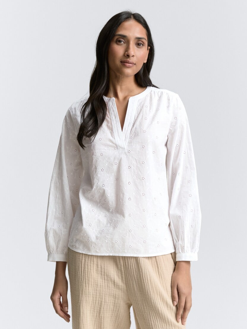 Bluză cu broderie - Alb-1046199-20000-16