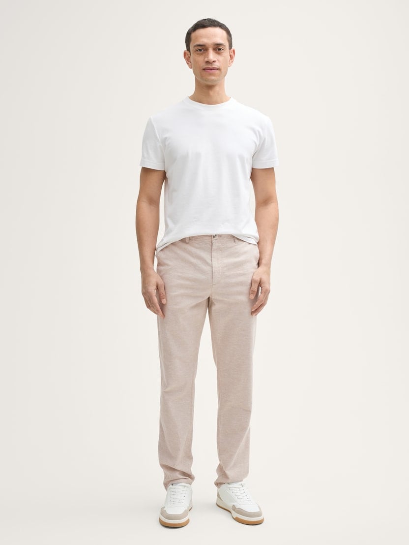  Pantaloni chino din bumbac şi in - Bej-1044713-34616-16