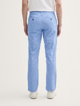 Pantaloni chino din bumbac şi in - Albastru_352639