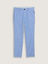 Pantaloni chino din bumbac şi in - Albastru_352639