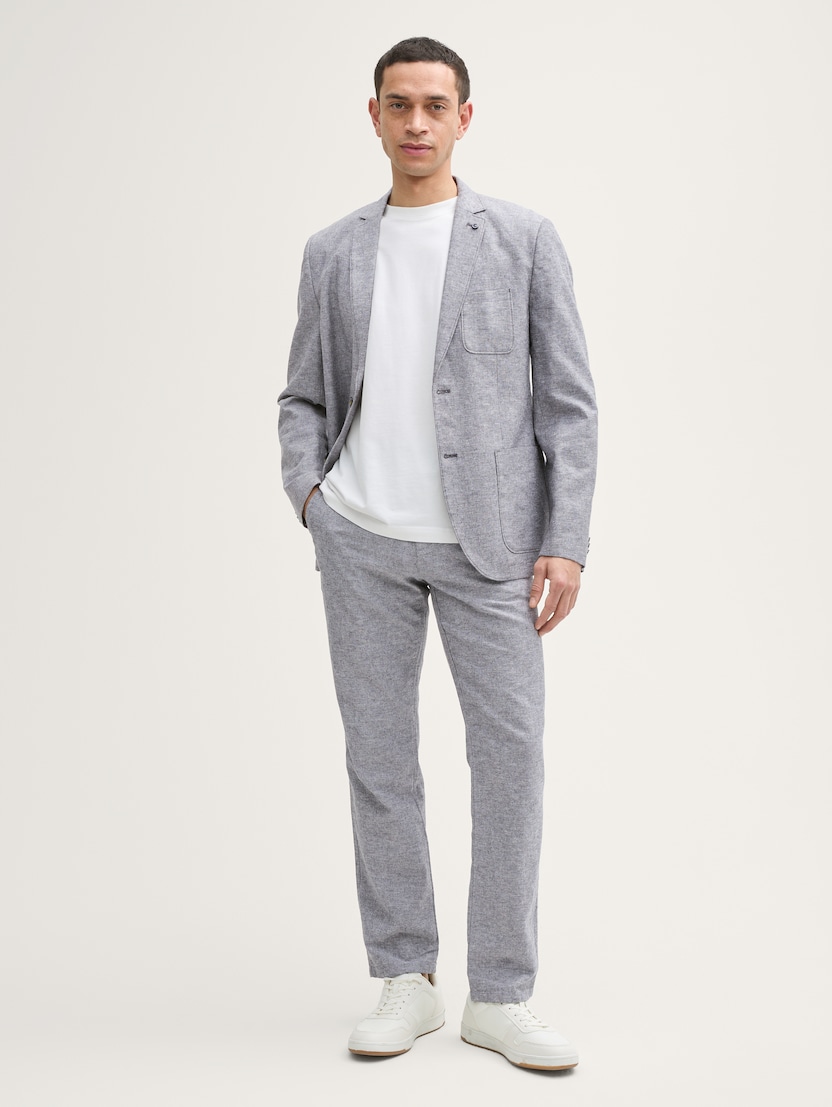  Pantaloni chino din bumbac şi in - Gri-1044713-37200-16