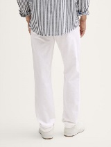 Pantaloni din bumbac şi in - Alb_8271424
