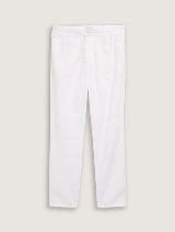 Pantaloni din bumbac şi in - Alb_8271424