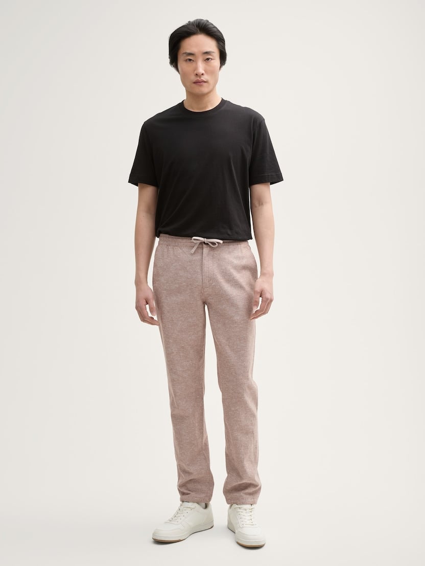  Pantaloni din bumbac şi in - Bej-1044716-37203-16