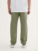 Pantaloni din bumbac şi in - Verde_1906499