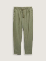 Pantaloni din bumbac şi in - Verde_1906499