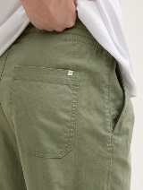 Pantaloni din bumbac şi in - Verde_1906499