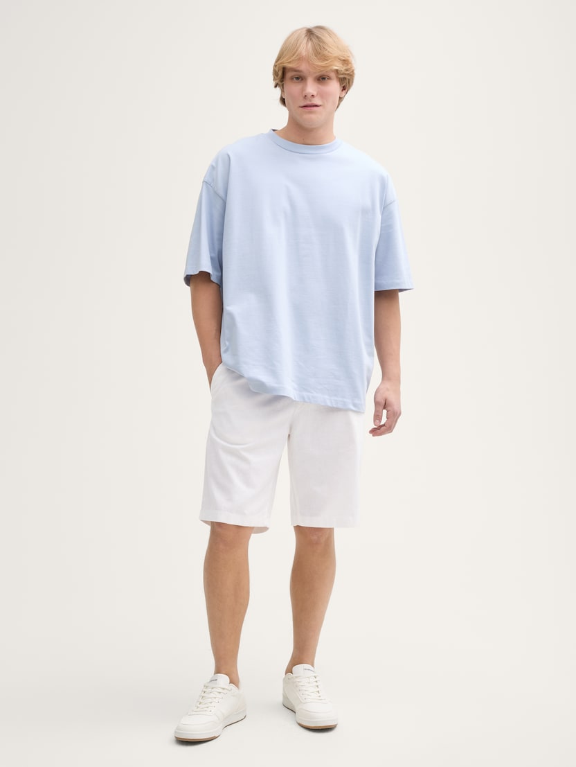 Kratke pantalone od mešavine pamuka i lana - Bela_5130869