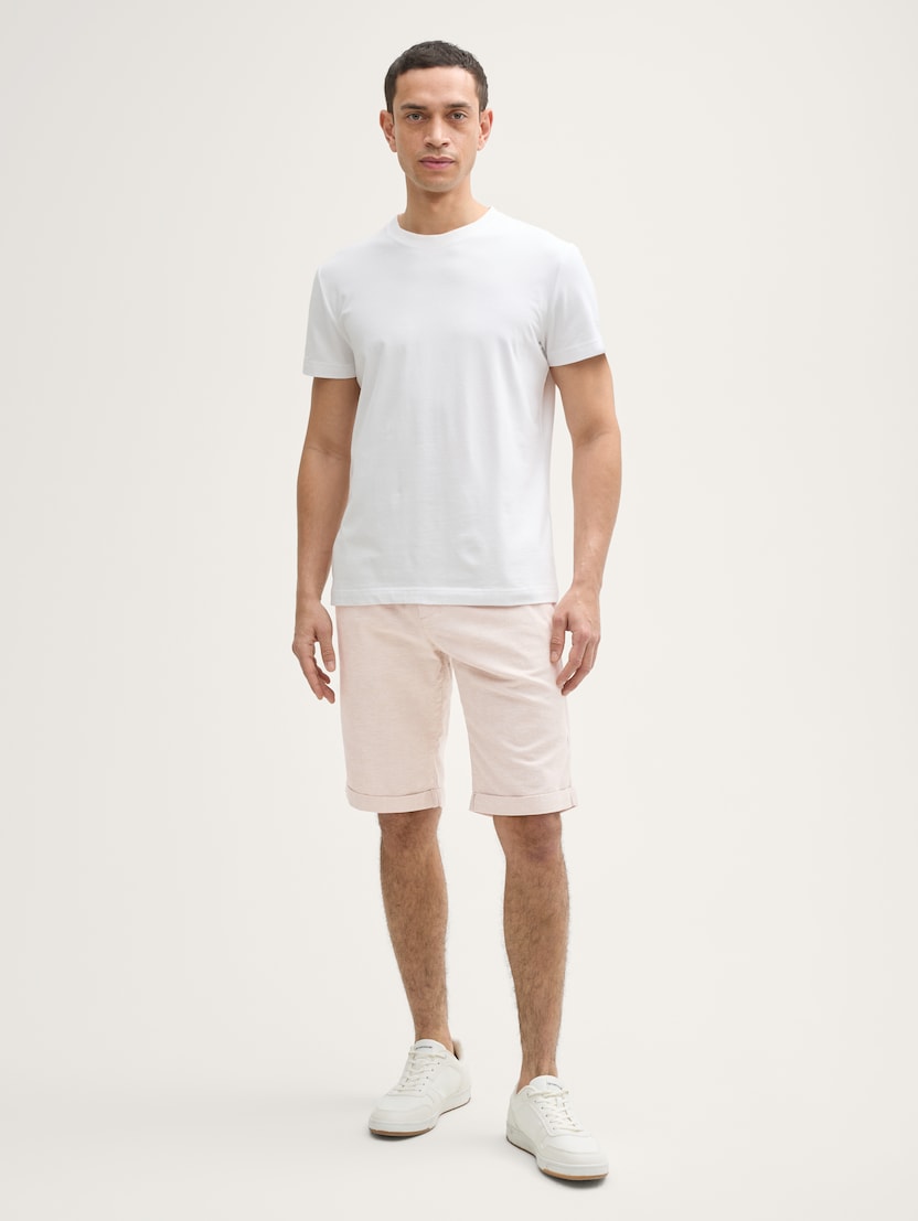 Pantaloni scurţi din bumbac şi in - Bej_6846007