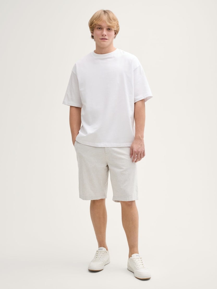  Pantaloni scurţi din bumbac şi in - Bej-1044842-37210-16