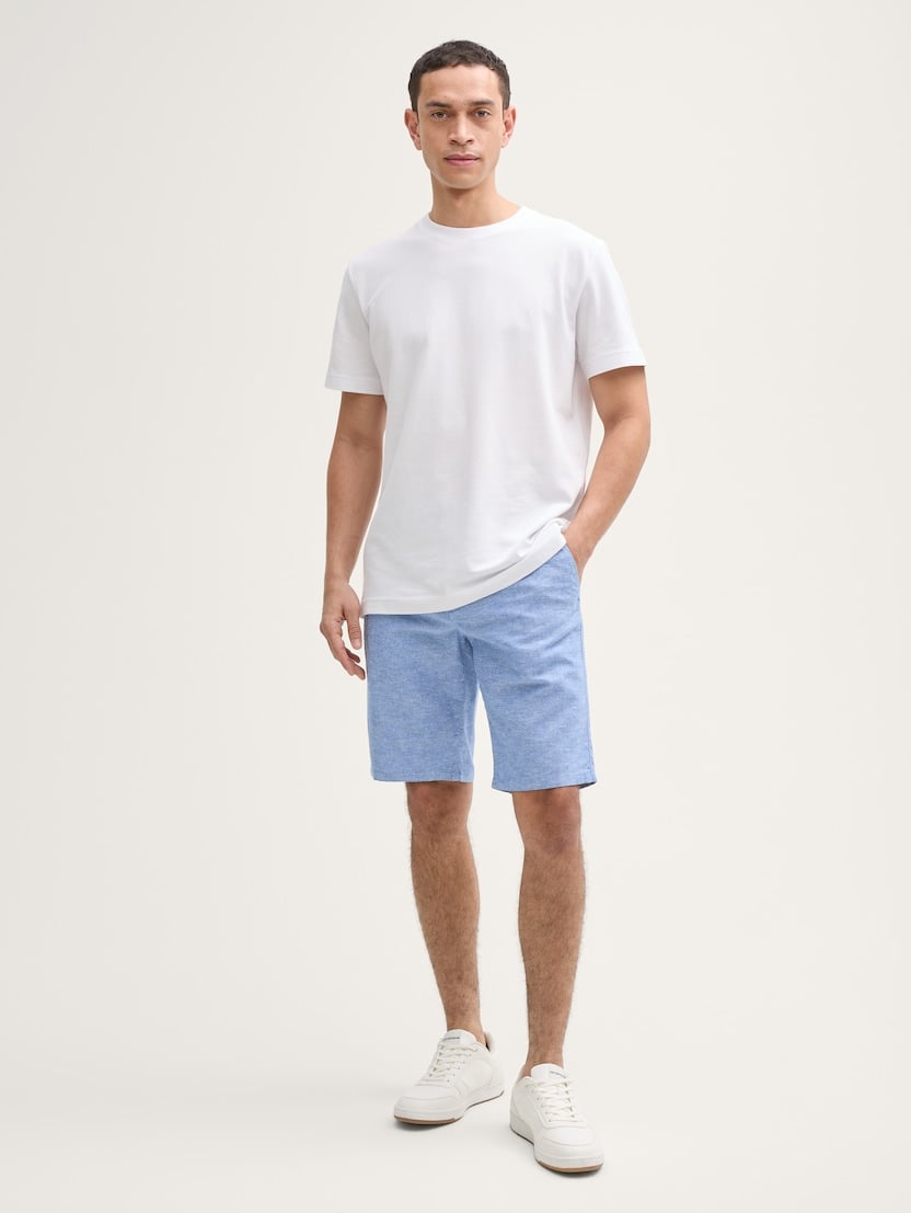  Pantaloni scurţi din bumbac şi in - Albastru-1044712-37199-16