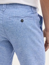 Pantaloni scurţi din bumbac şi in - Albastru_8934692