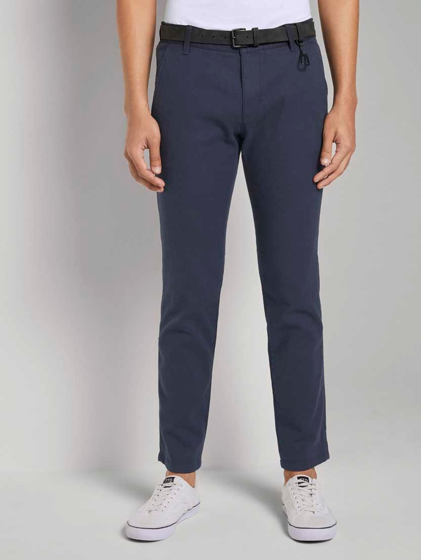 Pantaloni chino texturaţi - Albastru