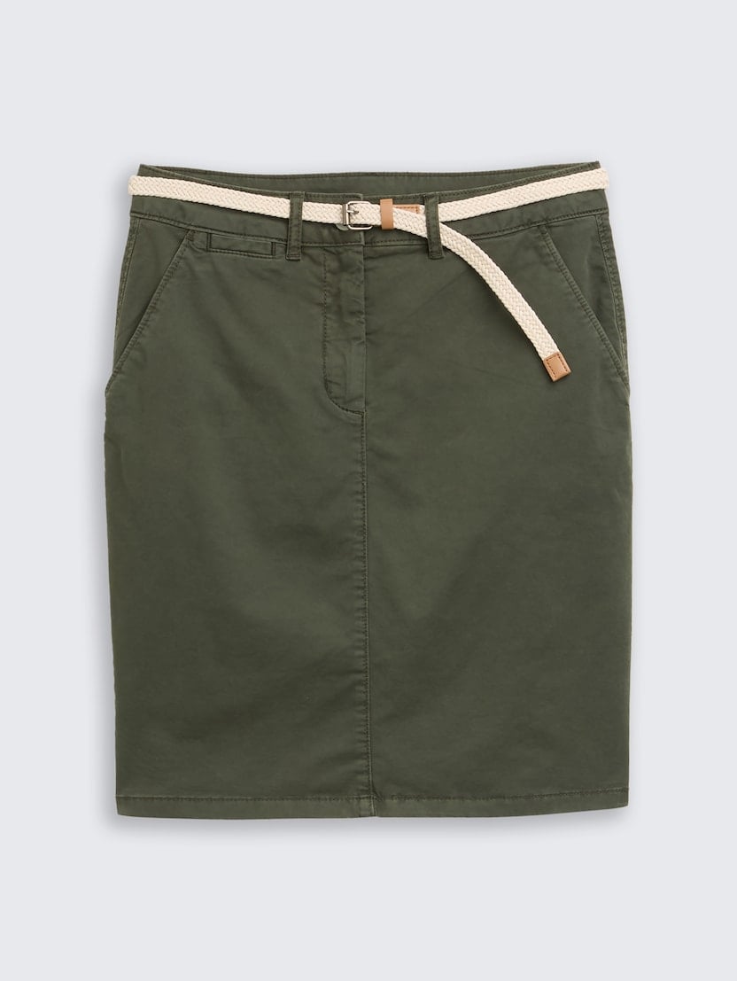 Fustă chino cu detalii şnur - Verde-1045750-10920-16