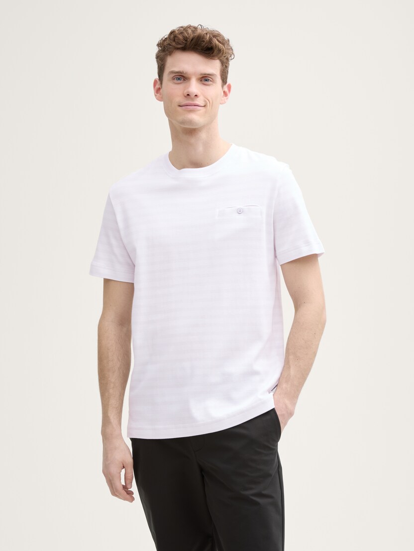 Tricou în dungi - Alb_5865155