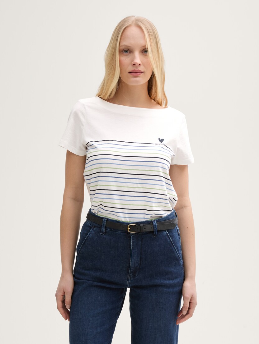 Tricou în dungi - Alb_8992282