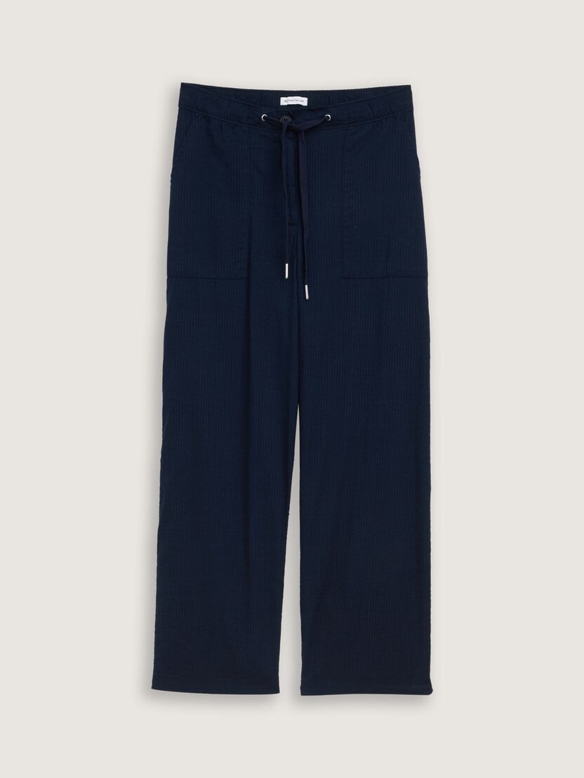  Pantaloni tip culotte din material încreţit - Albastru-1046480-10668-16
