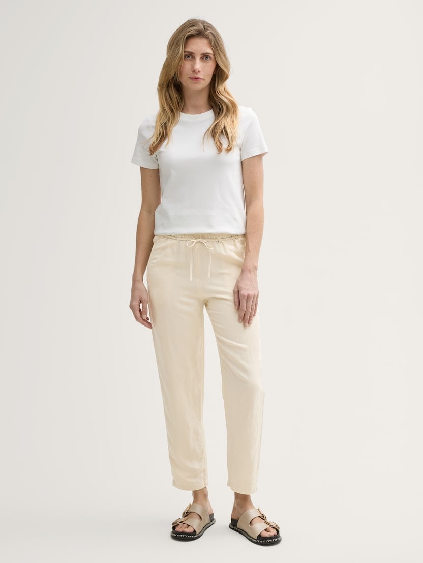  Pantaloni din in - Bej-1046498-37762-16