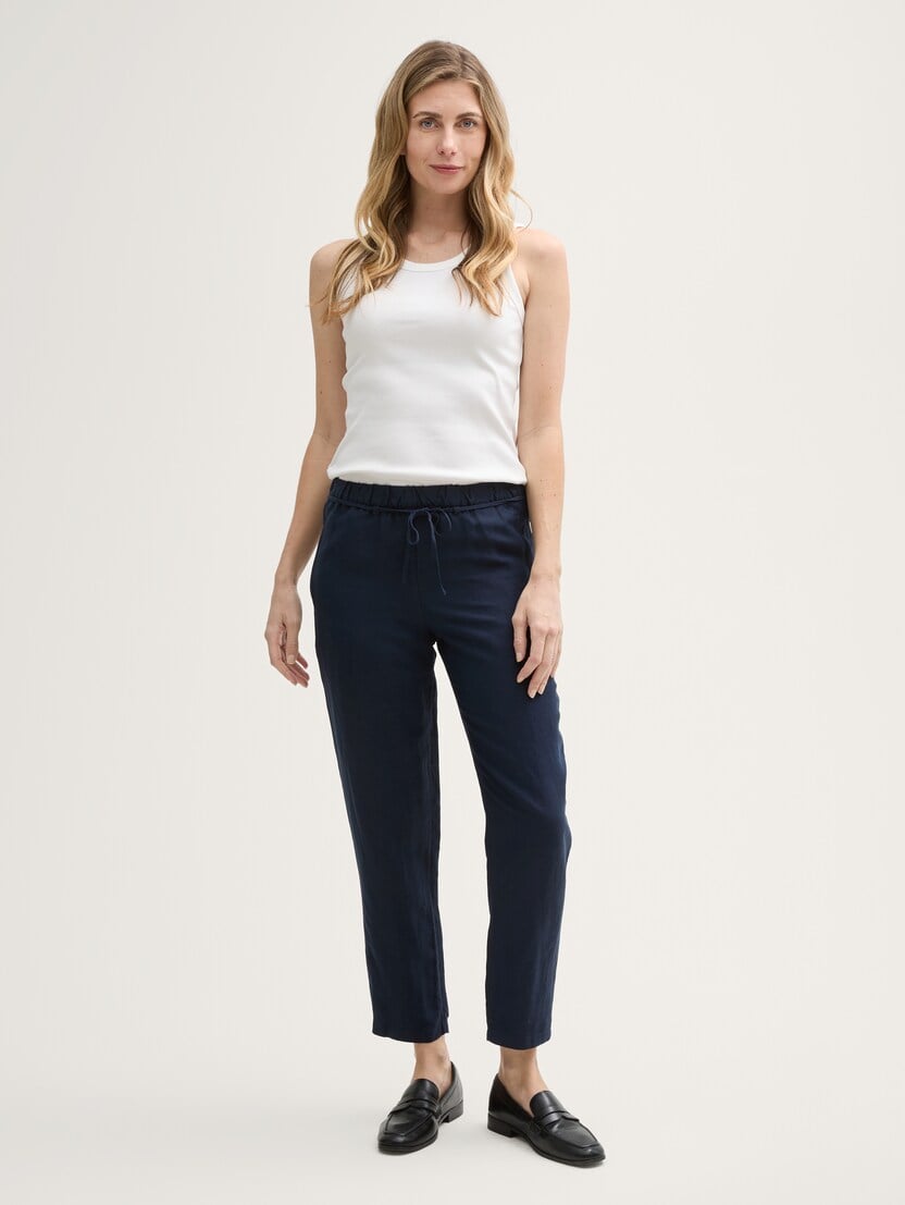  Pantaloni din in - Albastru-1046498-10668-16