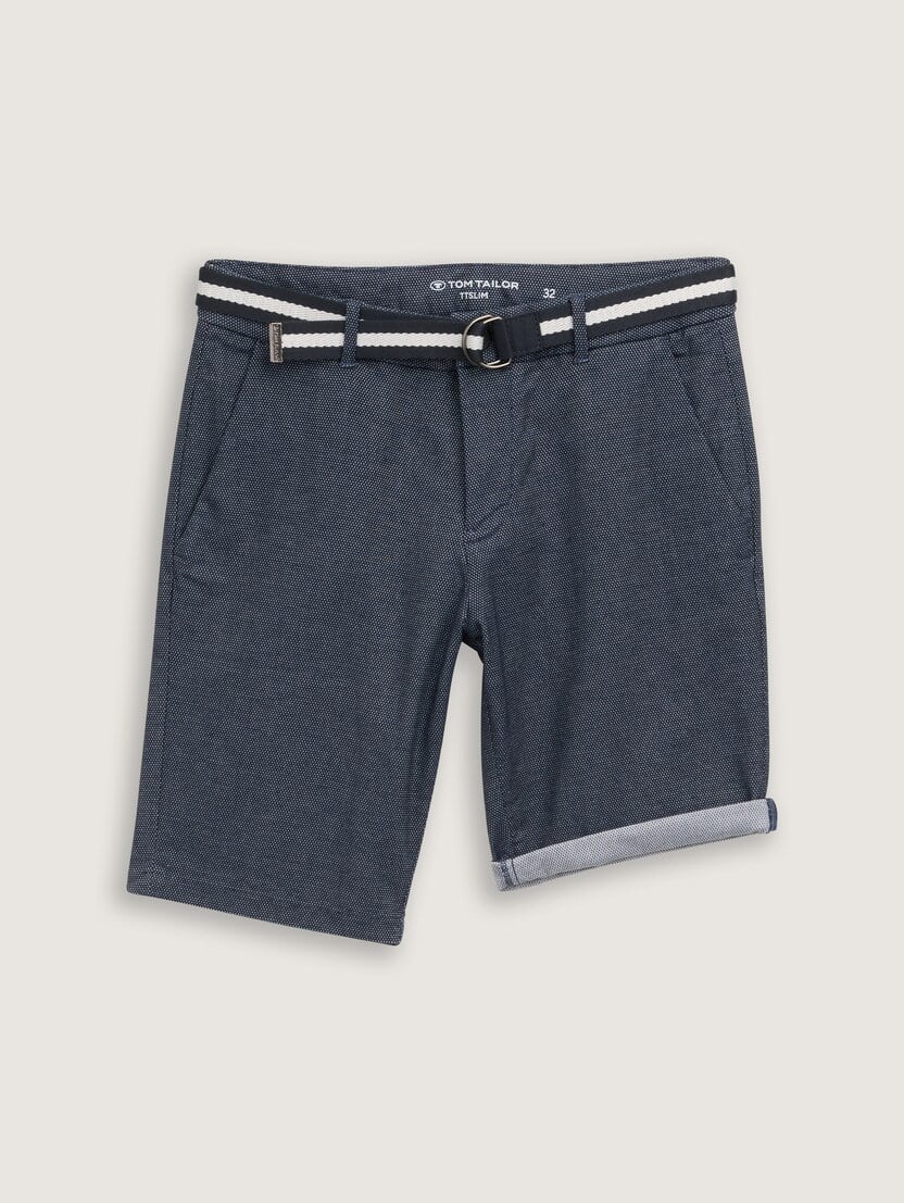 Pantaloni scurţi chino cu curea - Albastru_4678896