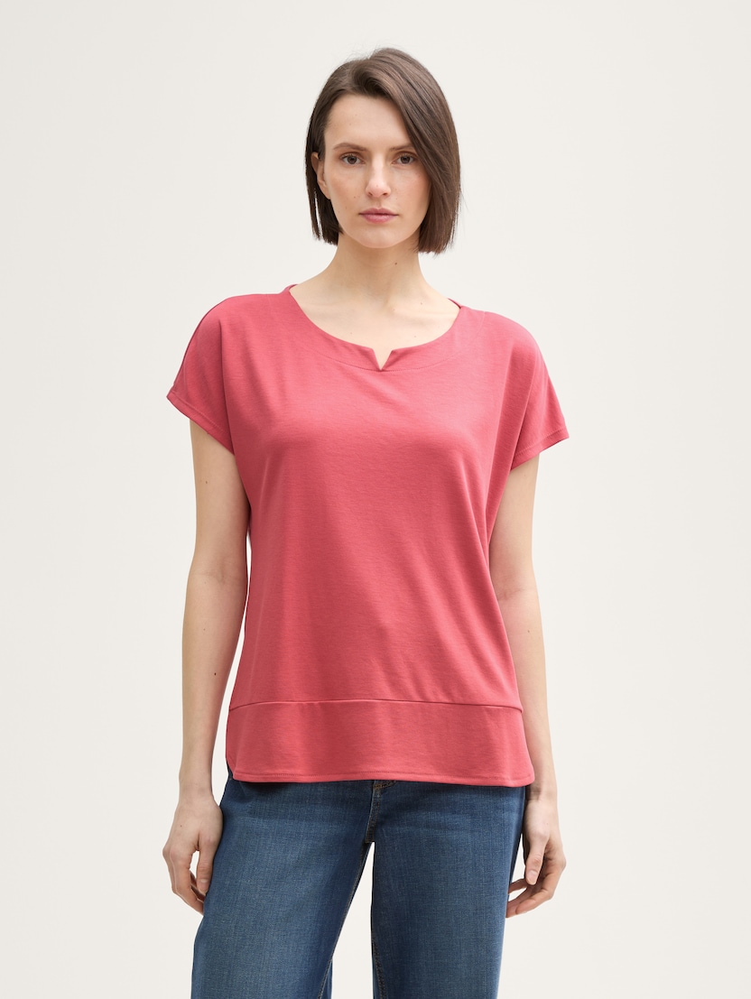 Tricou mix materiale - Roşu