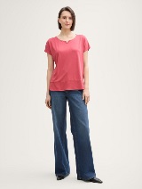 Tricou mix materiale - Roşu_2912915