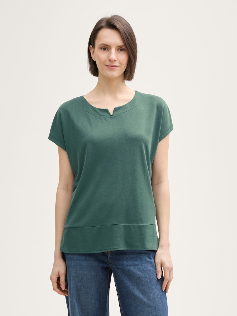Tricou mix materiale - Verde