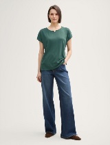 Tricou mix materiale - Verde_1670494