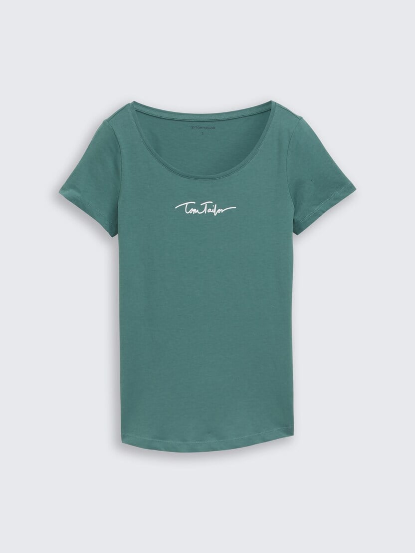 Tricou cu logo imprimat în folie - Verde_9703229
