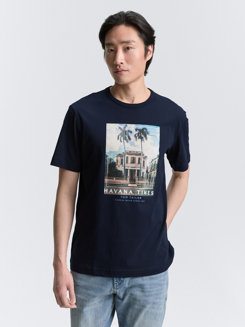 Tricou cu imprimeu - Albastru_2633187