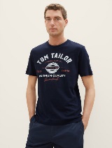 Tricou cu imprimeu logo - Albastru_9025012