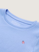 Tricou cu aspect reiat - Albastru_7822005