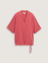 Tricou cu decolteu încreţit în V - Roşu_3034222