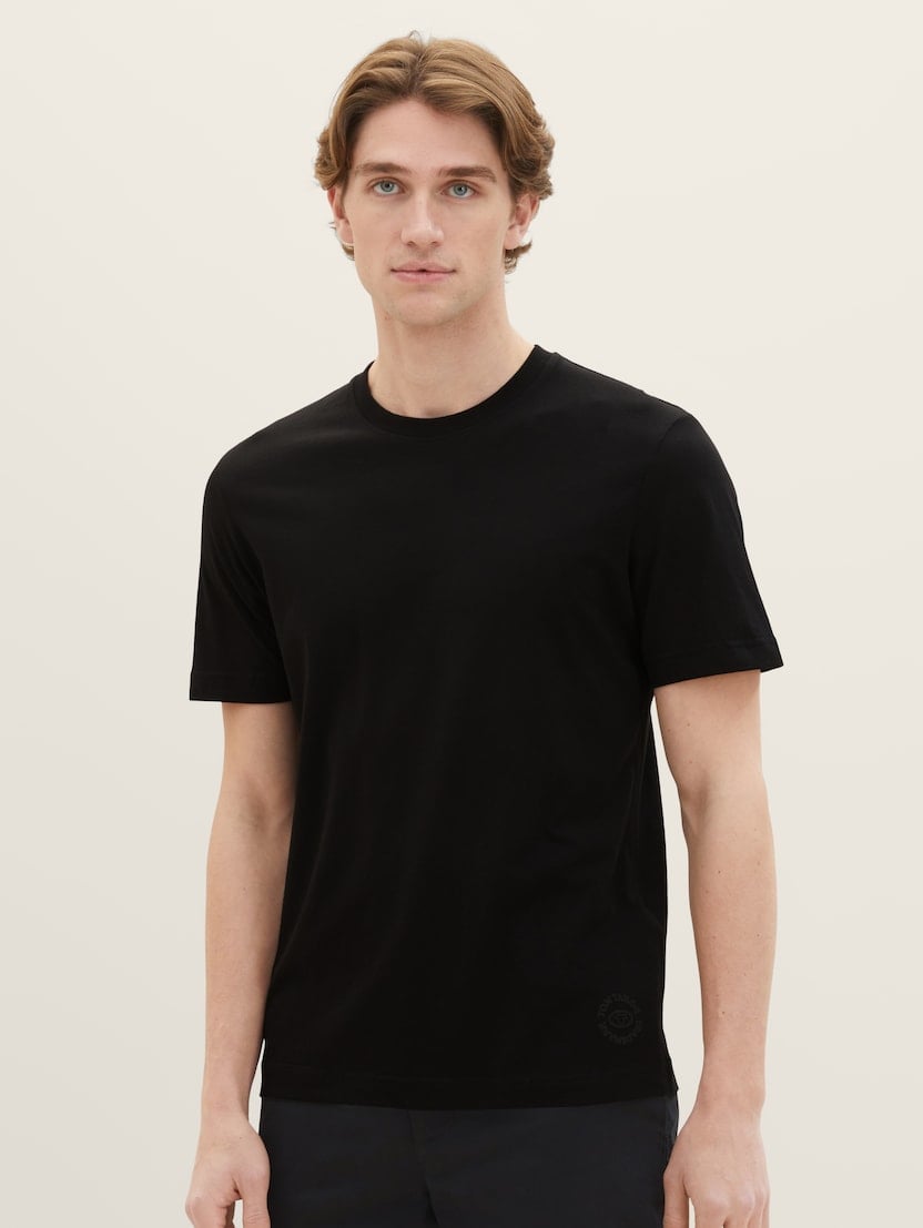 Tricou cu guler rotund, 2 buc.-pachet - Negru-1037741-29999-16