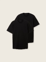 Tricou cu guler rotund, 2 buc./pachet - Negru_3609214