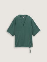Tricou cu decolteu încreţit în V - Verde_9250563