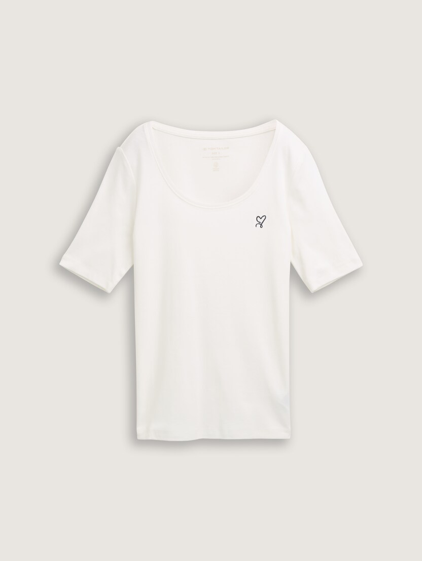 Tricou cu broderie - Alb_699378