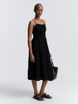 Rochie din amestec de in - Negru_3892430