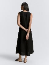 Rochie din amestec de in - Negru_9469206