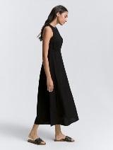 Rochie din amestec de in - Negru_9469206
