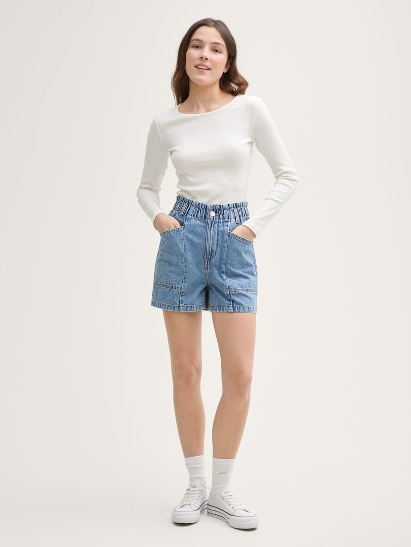Pantaloni scurţi din denim, loose fit - Albastru-1046700-10113-16