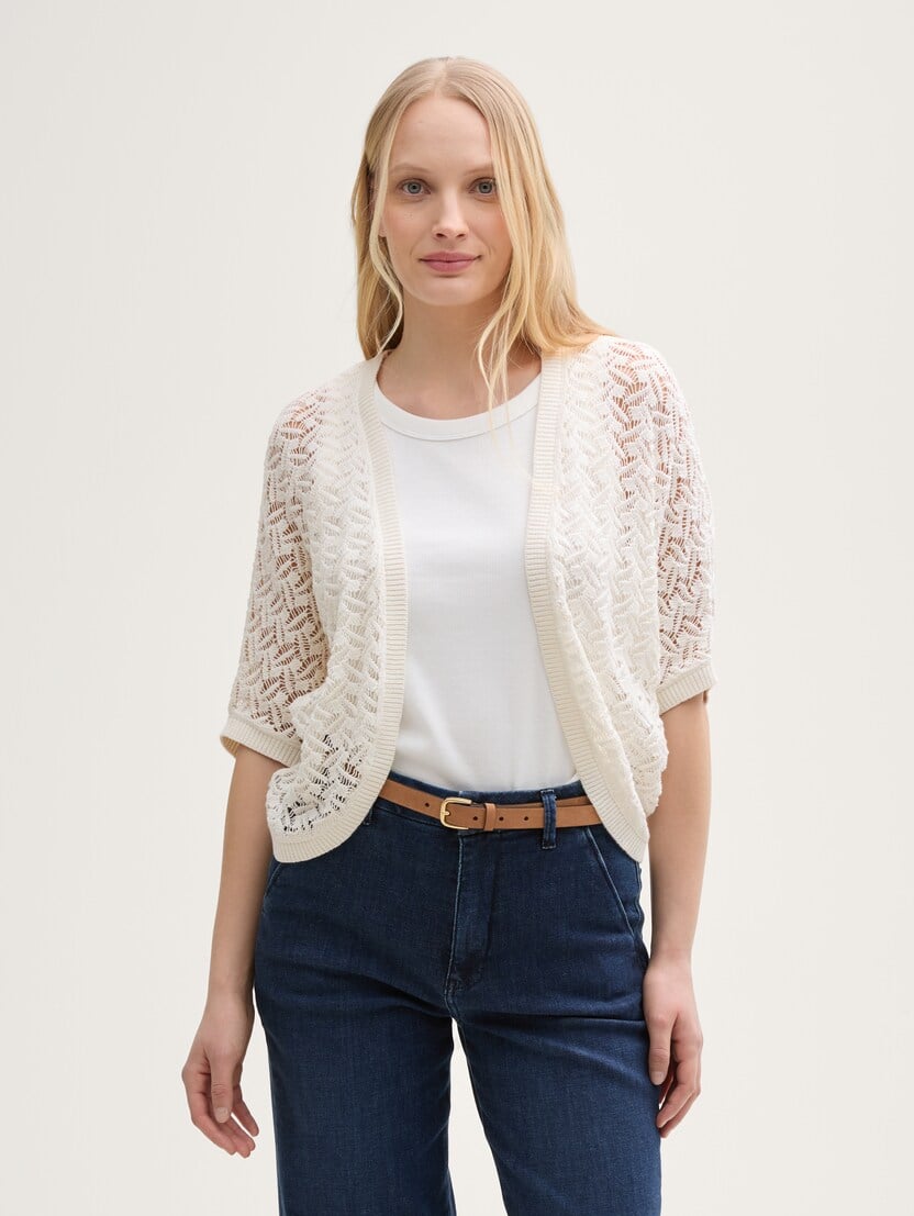 Cardigan tricotat - Alb-1046614-10315-16