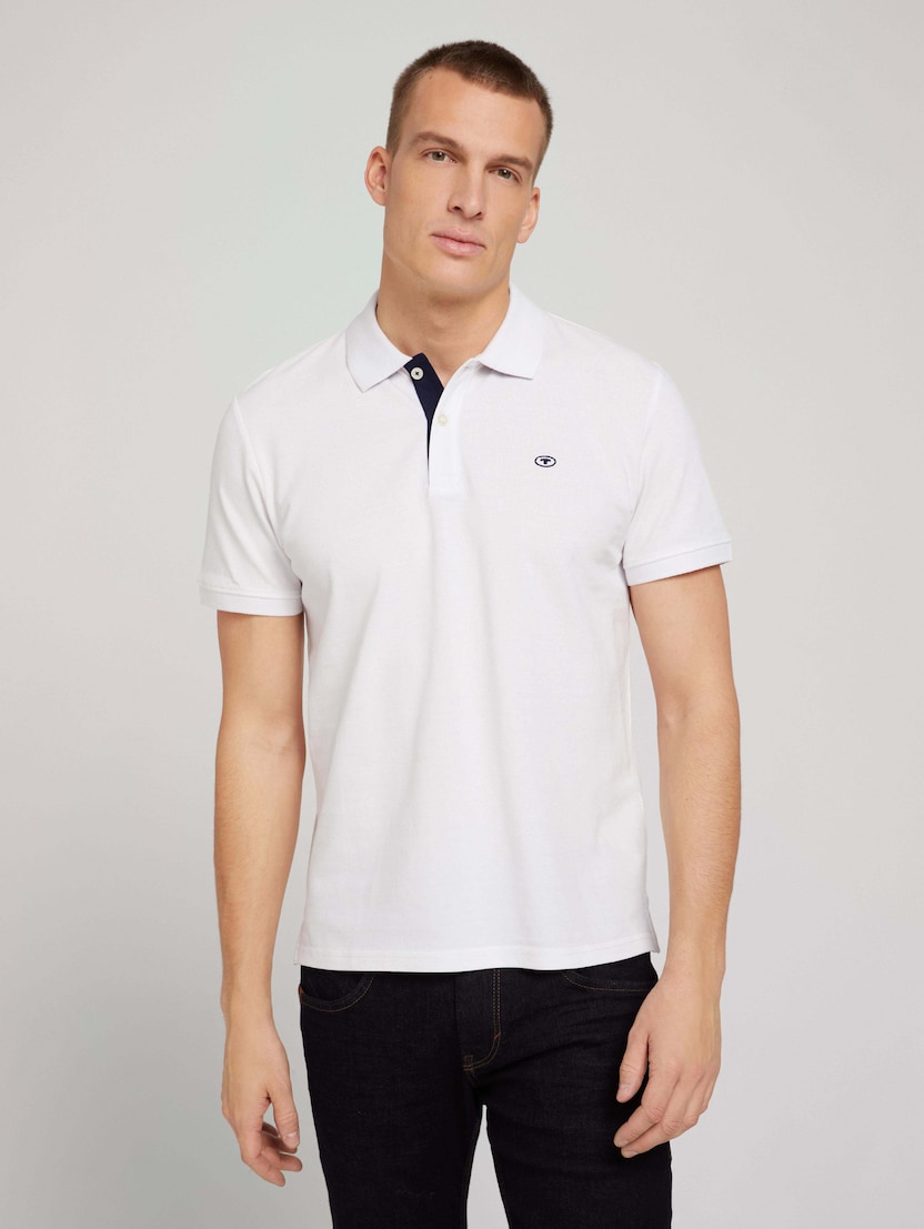 Polo-majica s malim izvezenim logom - Bijela