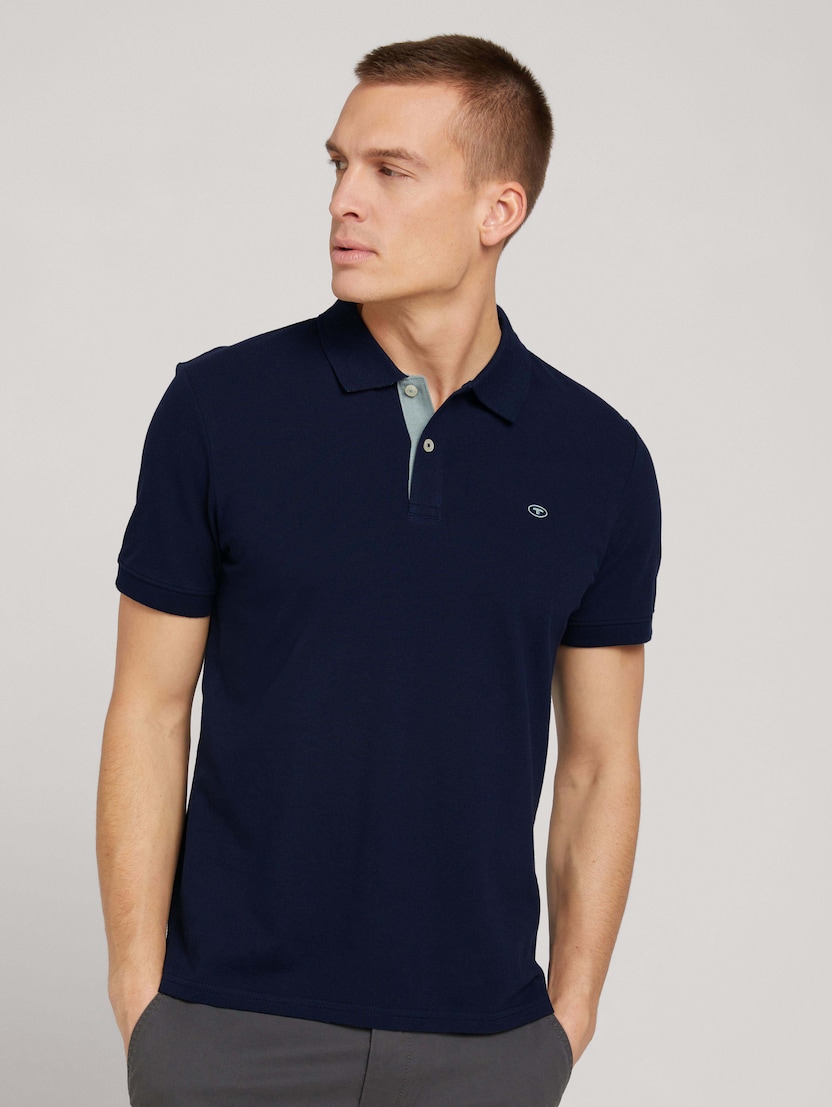 Tricou polo cu logo mic brodat - Albastru_9346723