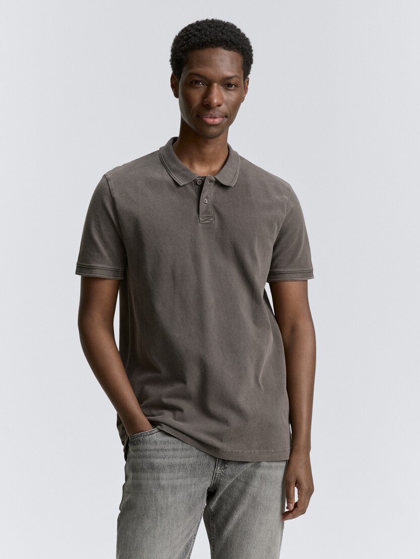 Tricou polo vopsit în ţesătură - Gri_6916141