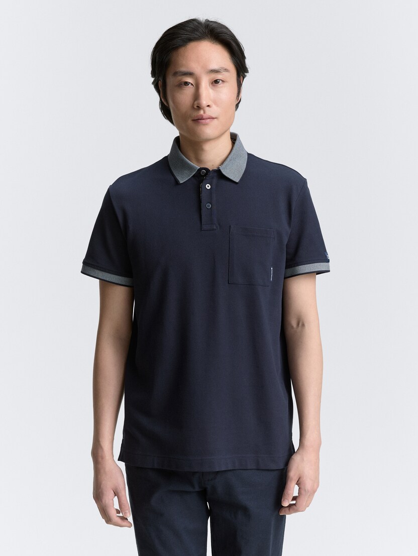 Tricou polo cu detalii - Albastru_8674402