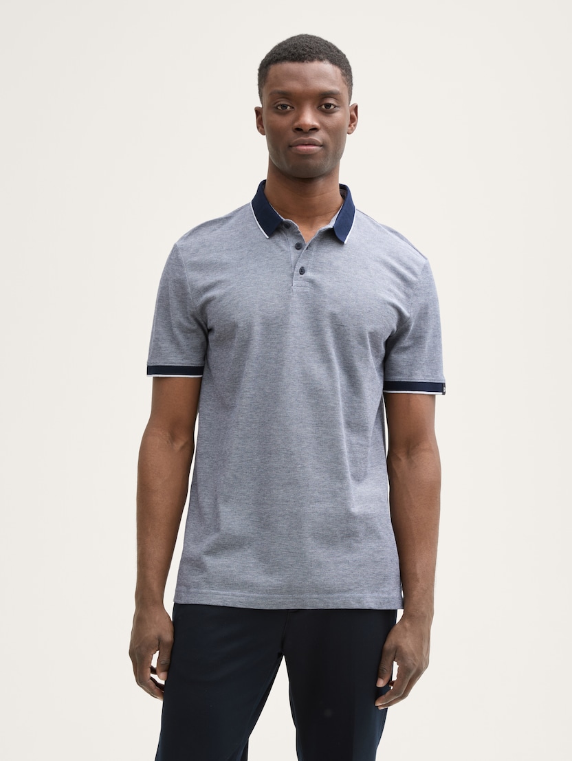 Tricou polo cu detalii la guler - Albastru