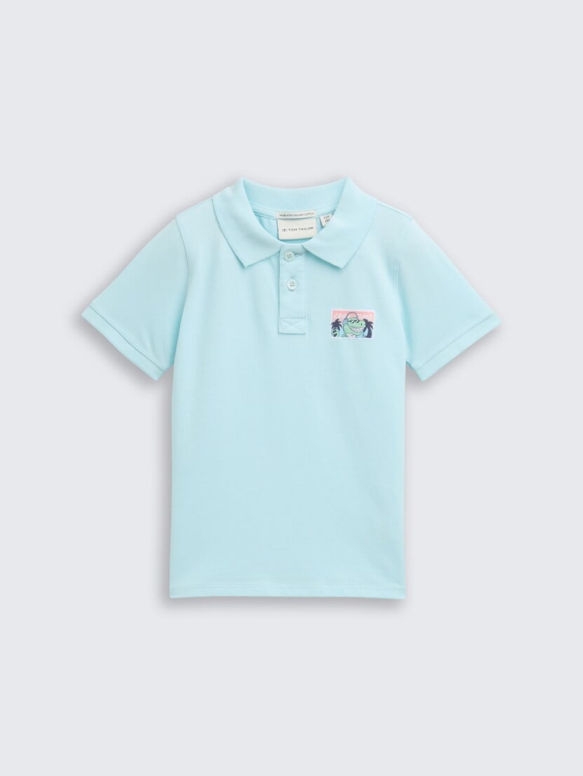 Polo-majica s malim printom - Plava_2951460
